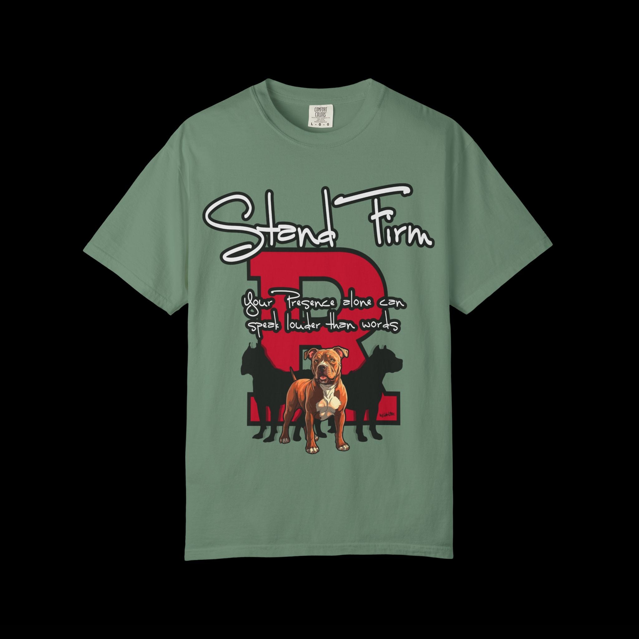 Stand Firm, Red Label Clothing, Unisex Dog Lover T-shirt, Comfortable Graphic Tee, Pet Owner Gift, Casual Daily Wear, Unique Dog Apparel