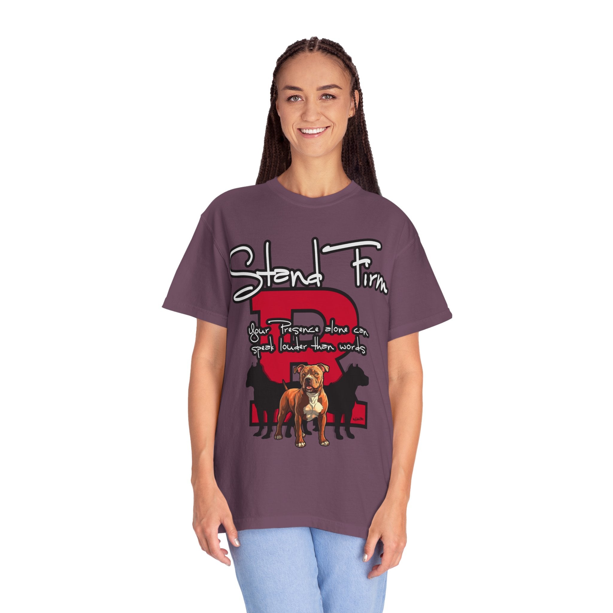 Stand Firm, Red Label Clothing, Unisex Dog Lover T-shirt, Comfortable Graphic Tee, Pet Owner Gift, Casual Daily Wear, Unique Dog Apparel