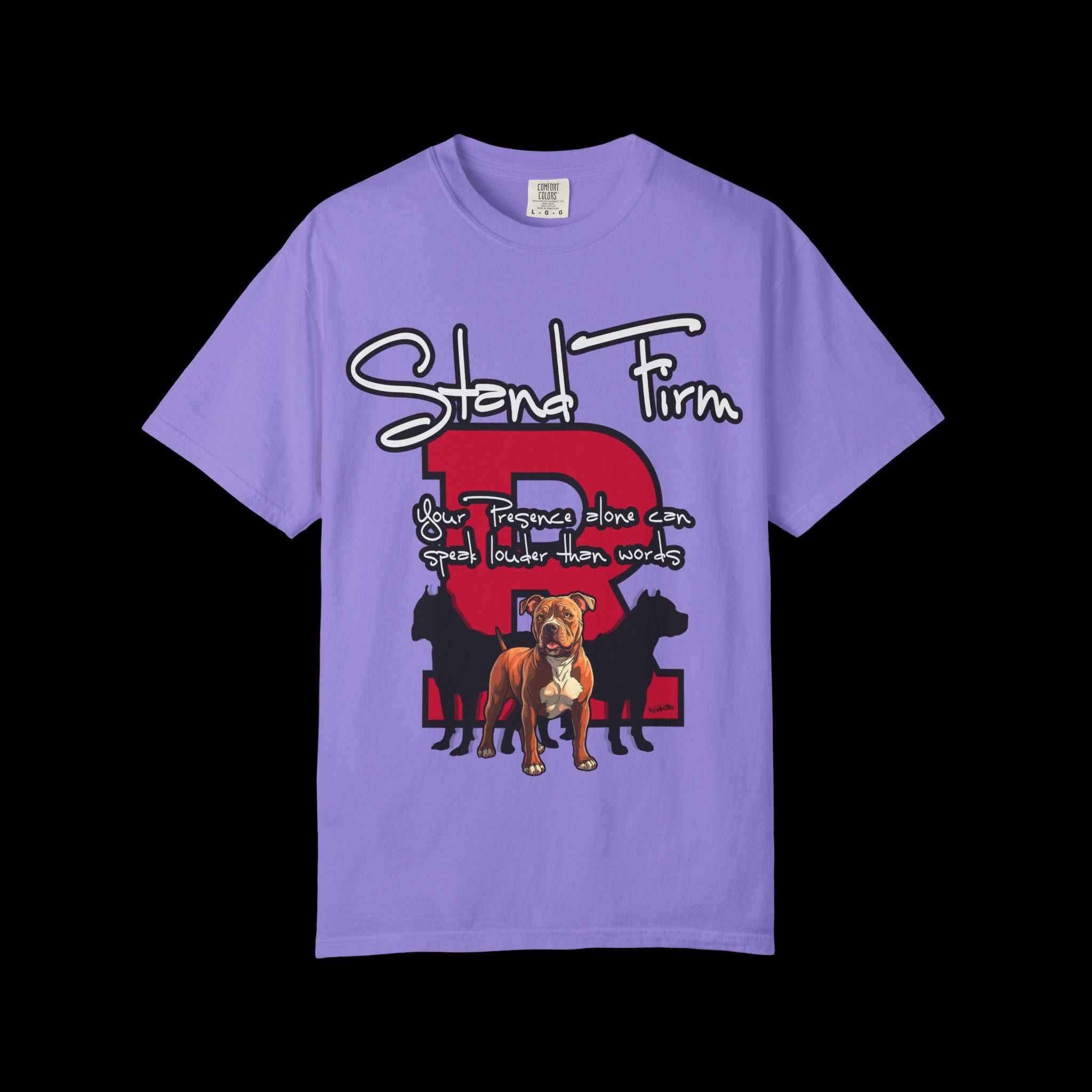 Stand Firm, Red Label Clothing, Unisex Dog Lover T-shirt, Comfortable Graphic Tee, Pet Owner Gift, Casual Daily Wear, Unique Dog Apparel