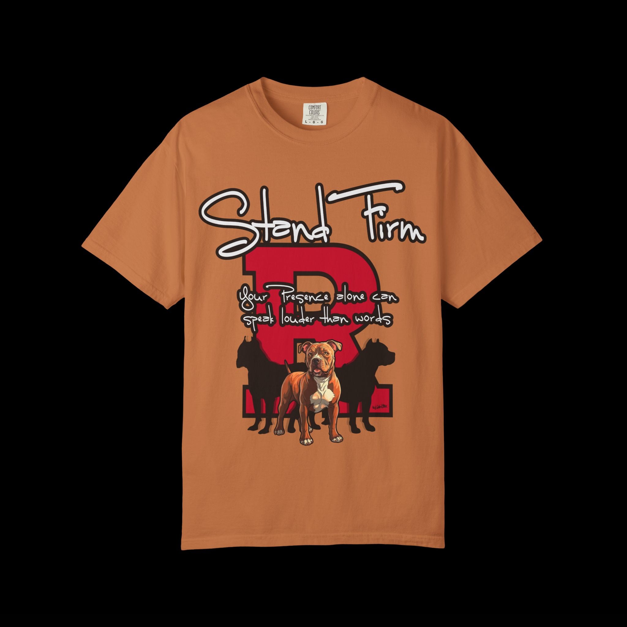 Stand Firm, Red Label Clothing, Unisex Dog Lover T-shirt, Comfortable Graphic Tee, Pet Owner Gift, Casual Daily Wear, Unique Dog Apparel