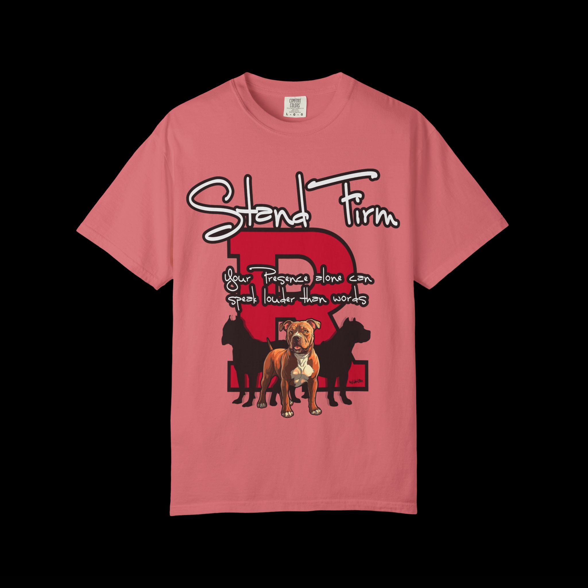 Stand Firm, Red Label Clothing, Unisex Dog Lover T-shirt, Comfortable Graphic Tee, Pet Owner Gift, Casual Daily Wear, Unique Dog Apparel