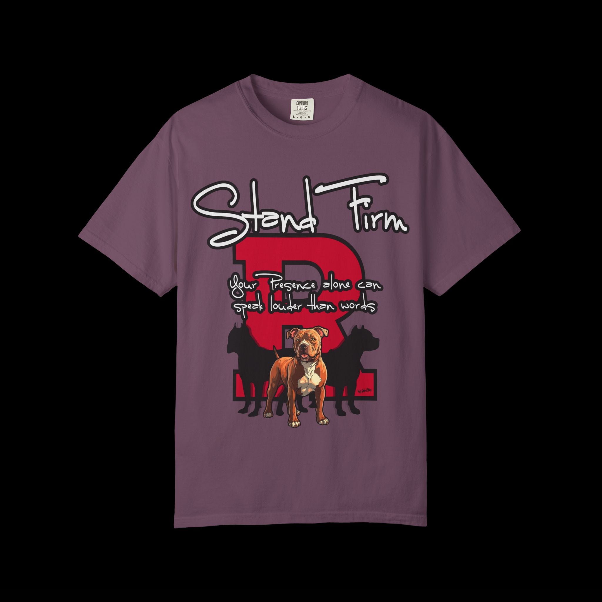 Stand Firm, Red Label Clothing, Unisex Dog Lover T-shirt, Comfortable Graphic Tee, Pet Owner Gift, Casual Daily Wear, Unique Dog Apparel