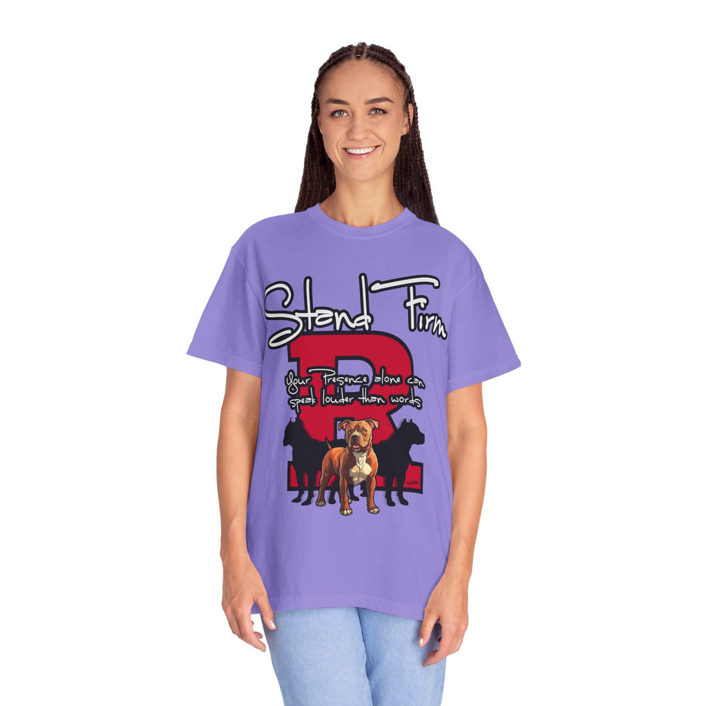 Stand Firm, Red Label Clothing, Unisex Dog Lover T-shirt, Comfortable Graphic Tee, Pet Owner Gift, Casual Daily Wear, Unique Dog Apparel