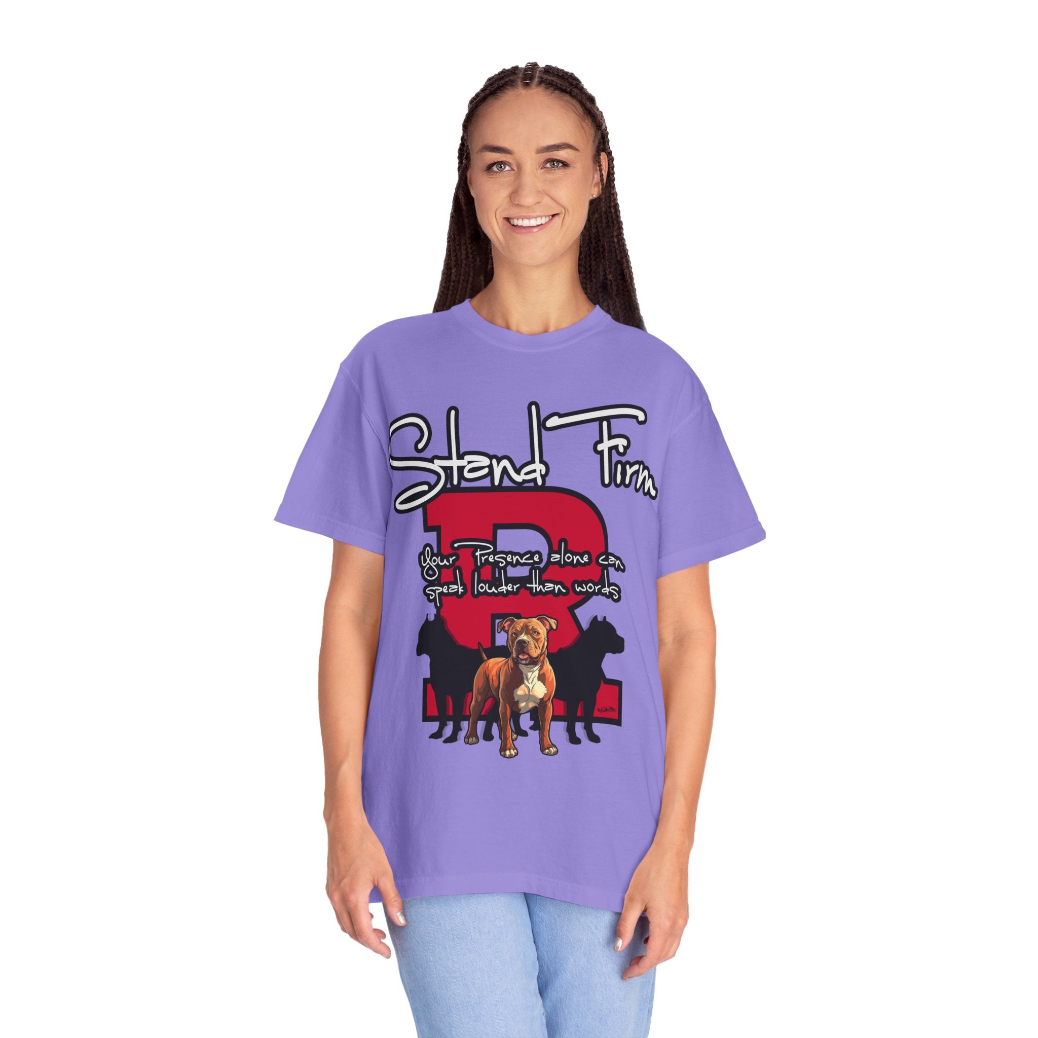 Stand Firm, Red Label Clothing, Unisex Dog Lover T-shirt, Comfortable Graphic Tee, Pet Owner Gift, Casual Daily Wear, Unique Dog Apparel