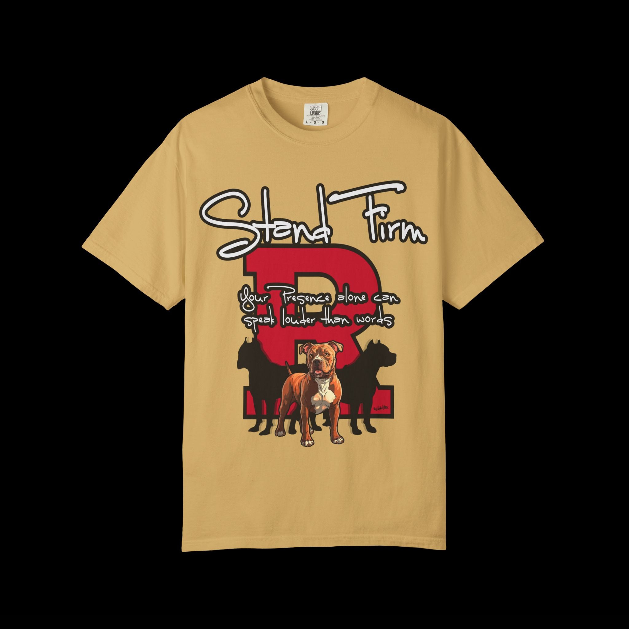 Stand Firm, Red Label Clothing, Unisex Dog Lover T-shirt, Comfortable Graphic Tee, Pet Owner Gift, Casual Daily Wear, Unique Dog Apparel