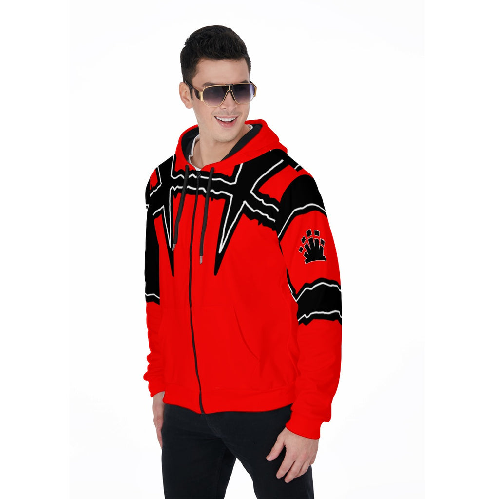 Red Label Crown Signature Zip Up Hoodie With Pocket