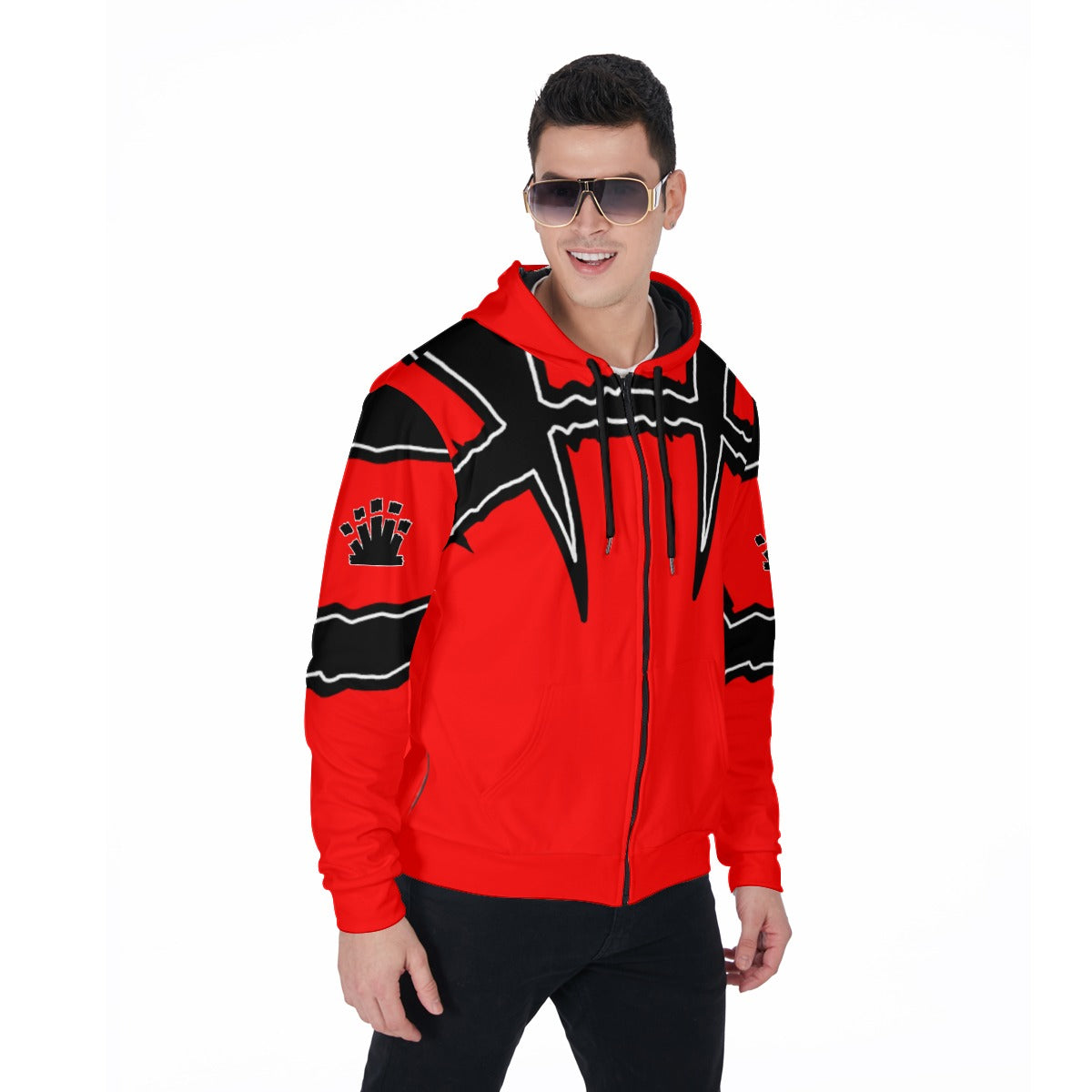 Red Label Crown Signature Zip Up Hoodie With Pocket
