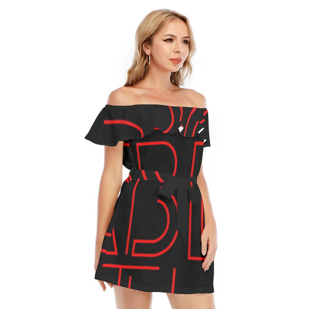 Red Label Clthg Print Off-shoulder Dress With Ruffle