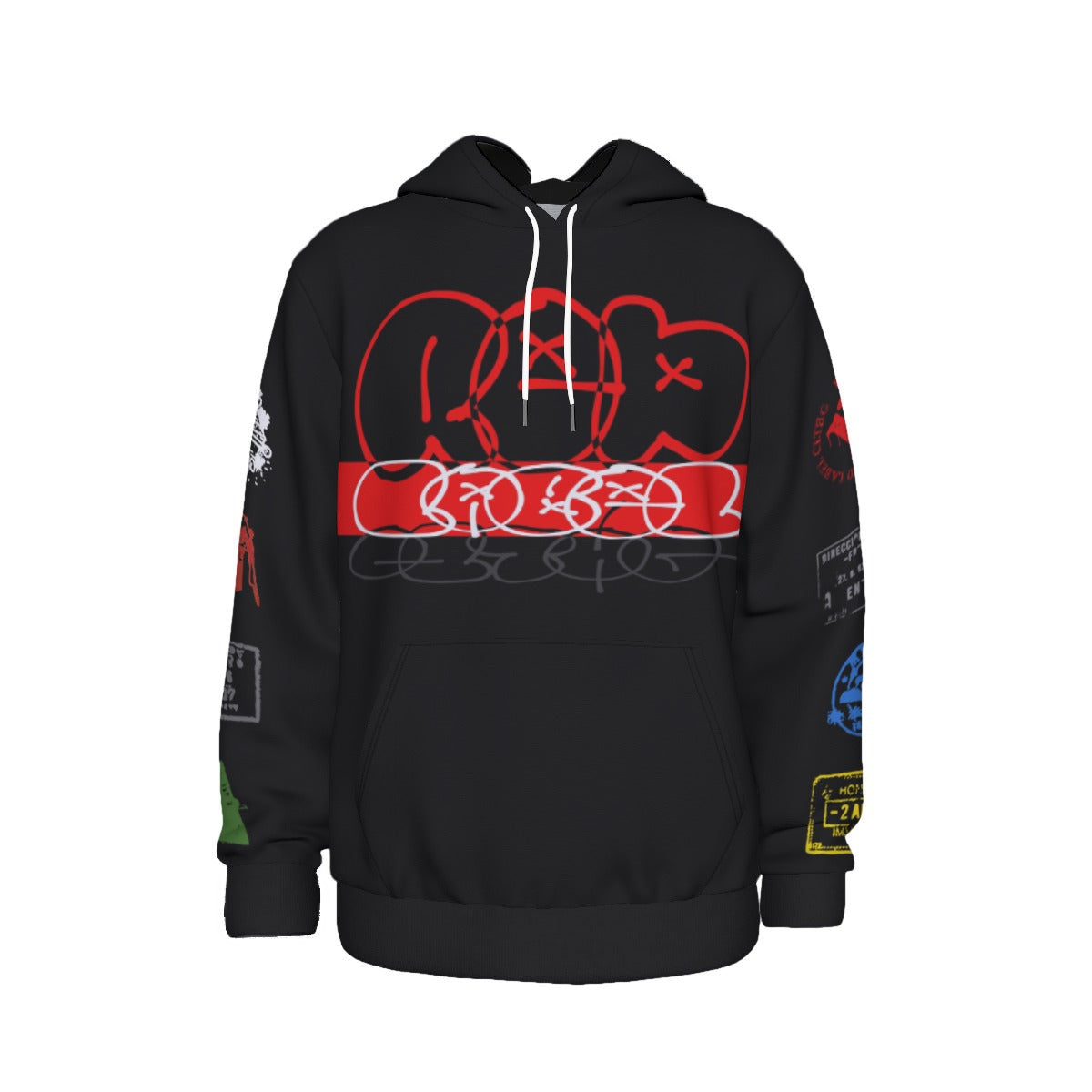 Red Label Graffiti & Crown Thicken Pullover Hoodie