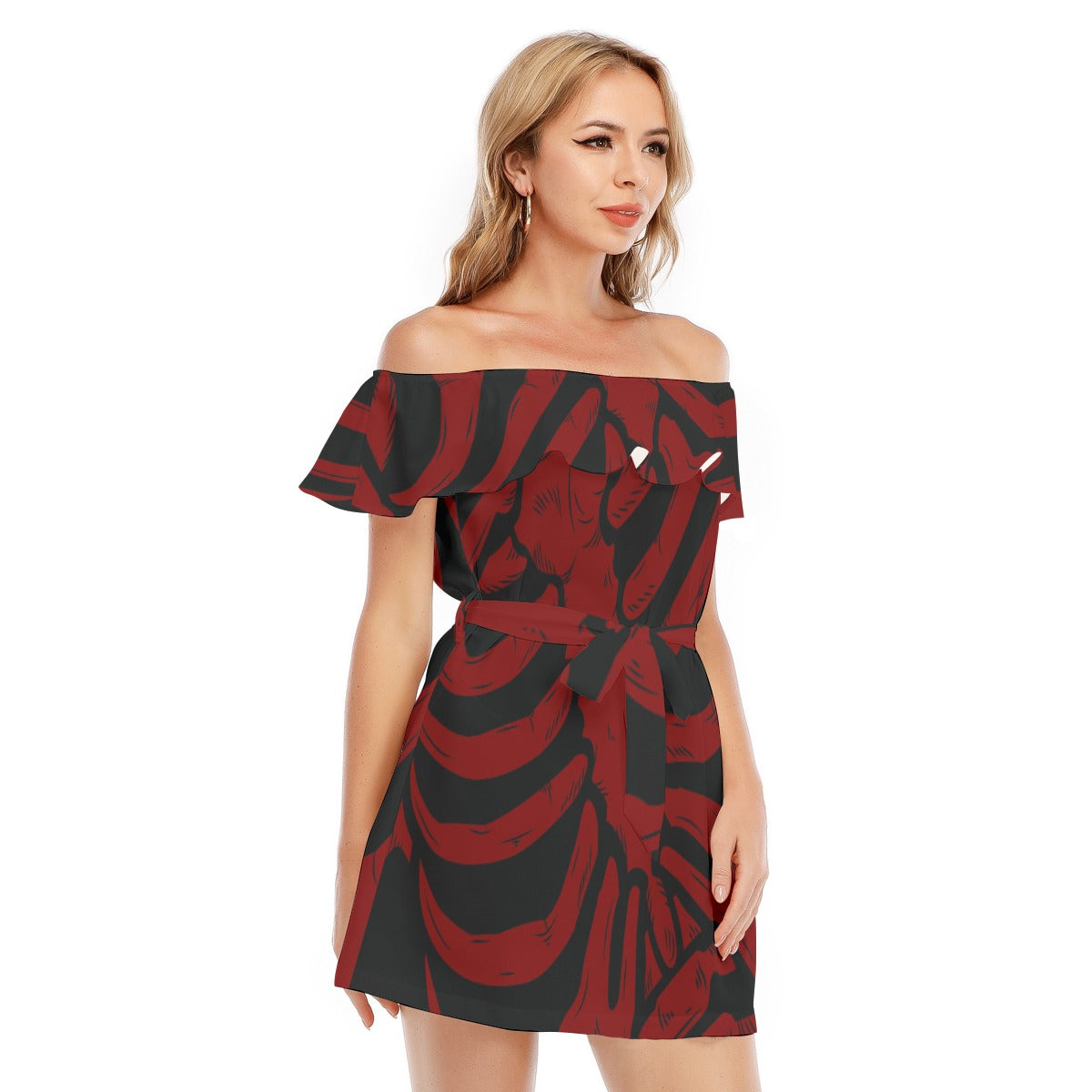 krimson Off-shoulder Dress With Ruffle