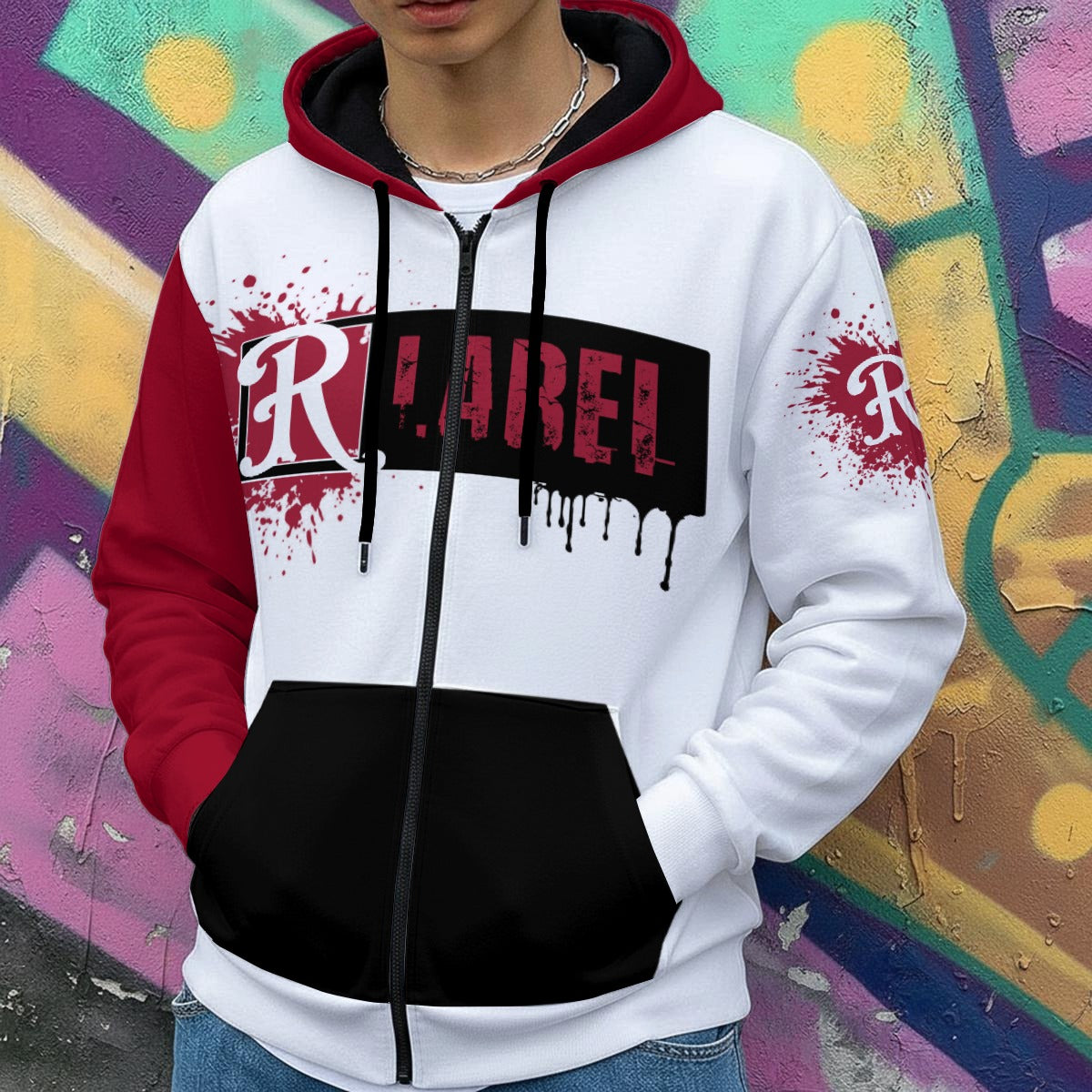 Red City Ink Splatter Heavy Fleece Zip Up Hoodie