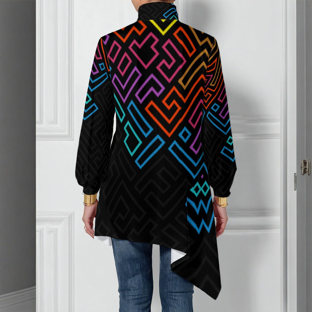 GeoShape Turtleneck T-shirt With Sloping Hem