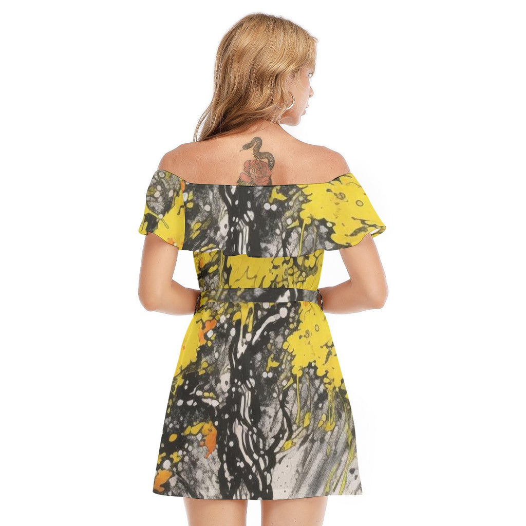 Autumn Stone Off-shoulder Dress With Ruffle