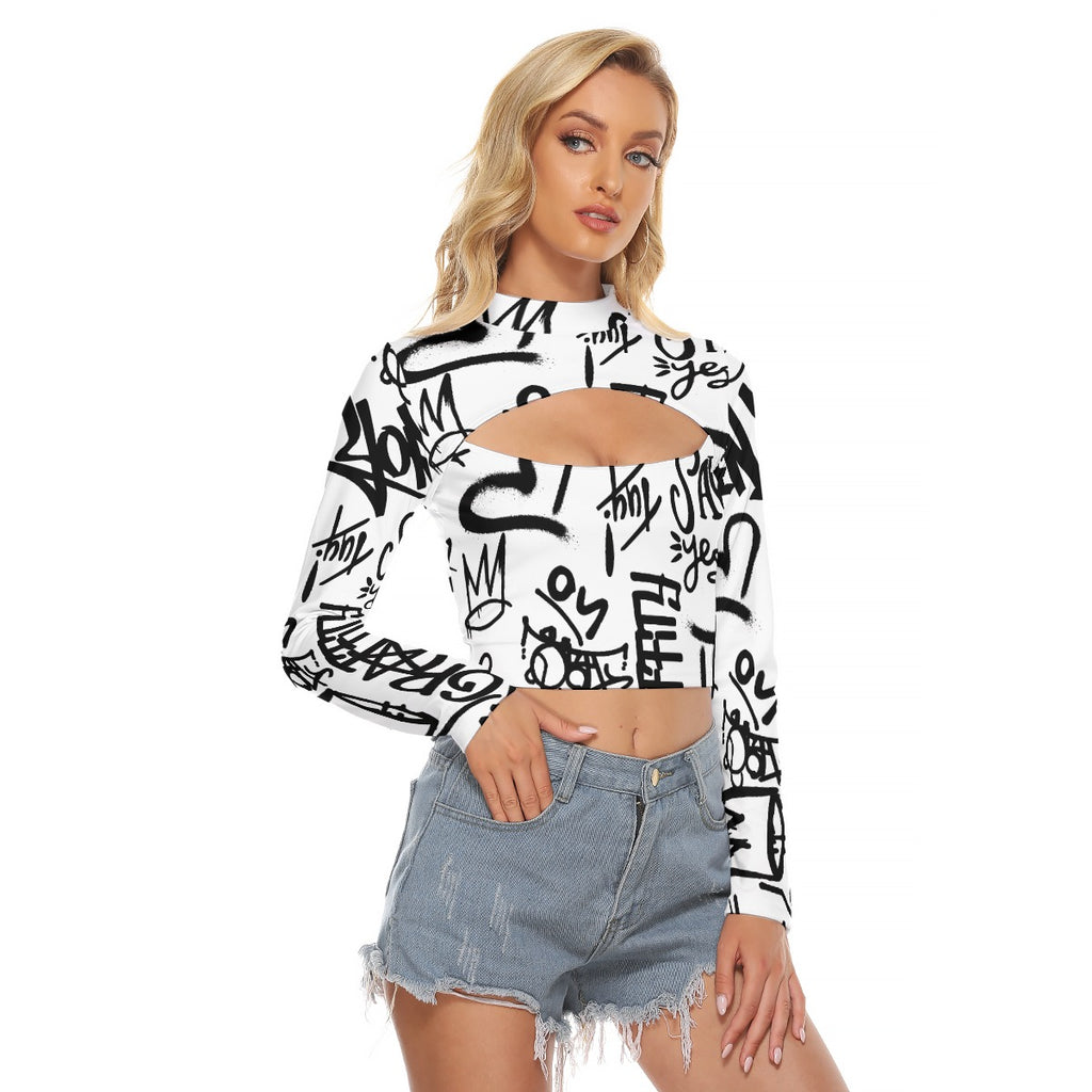 Love Letters Women's Hollow Chest Keyhole Tight Crop Top