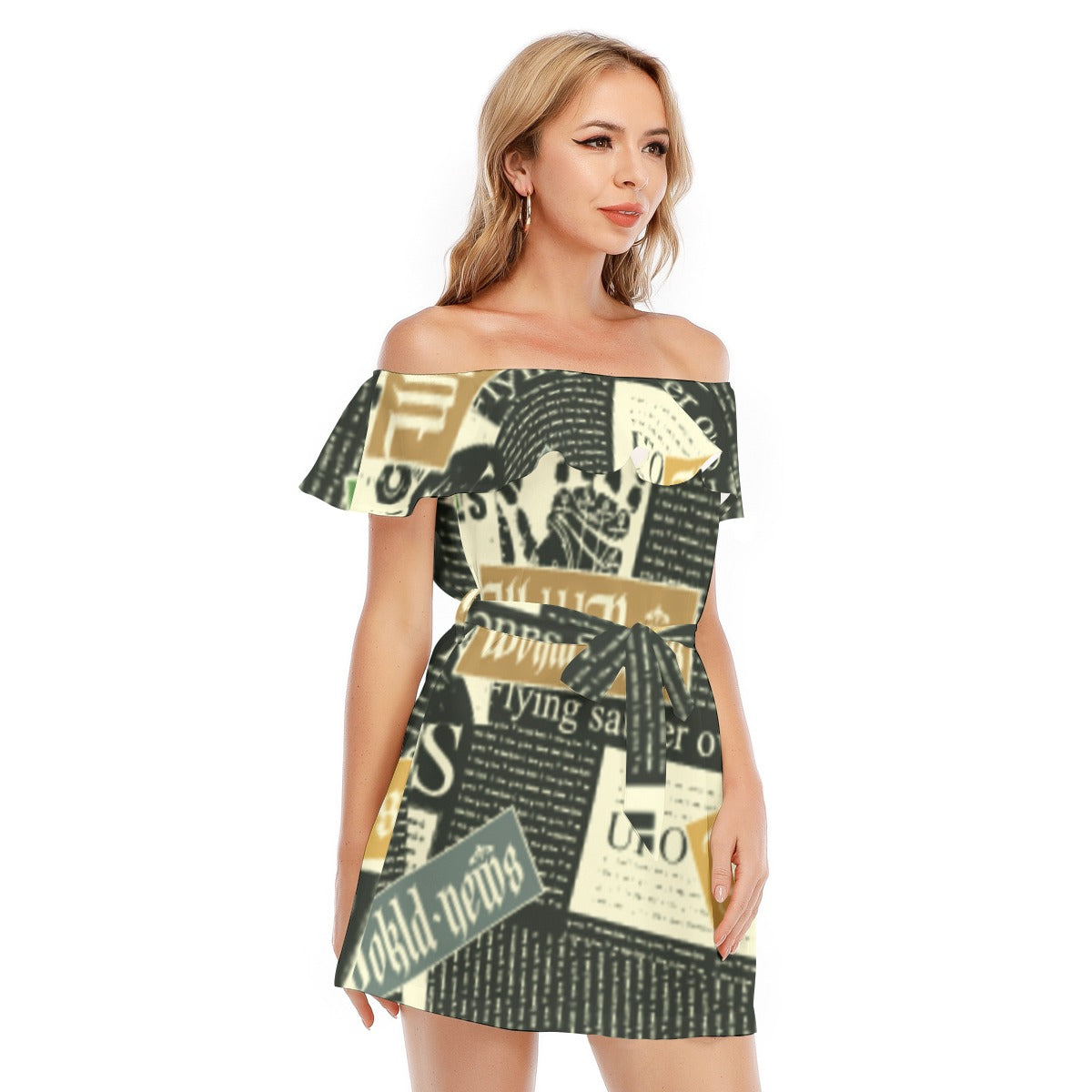 Fresh Off The Press Off-shoulder Dress With Ruffle