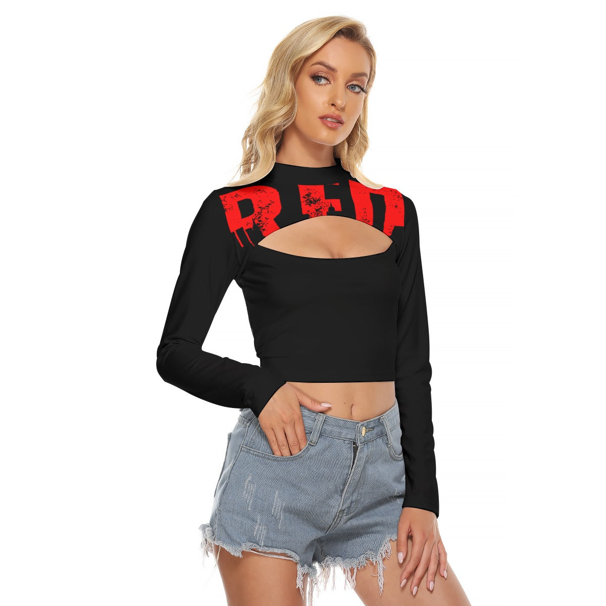 Red City Women's Hollow Chest Keyhole Tight Crop Top