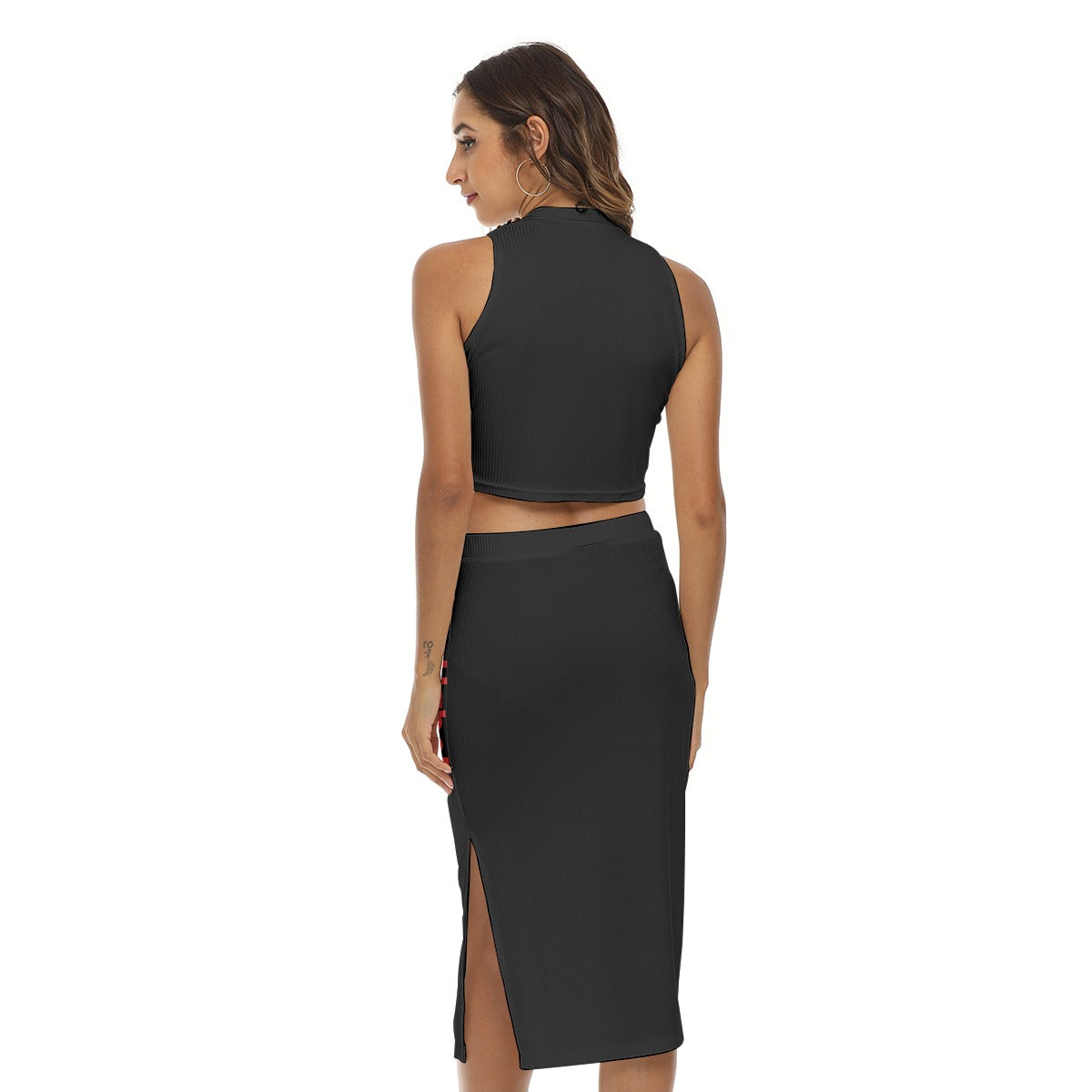 Red Label Clthg Print Tank Top & Split High Skirt Set