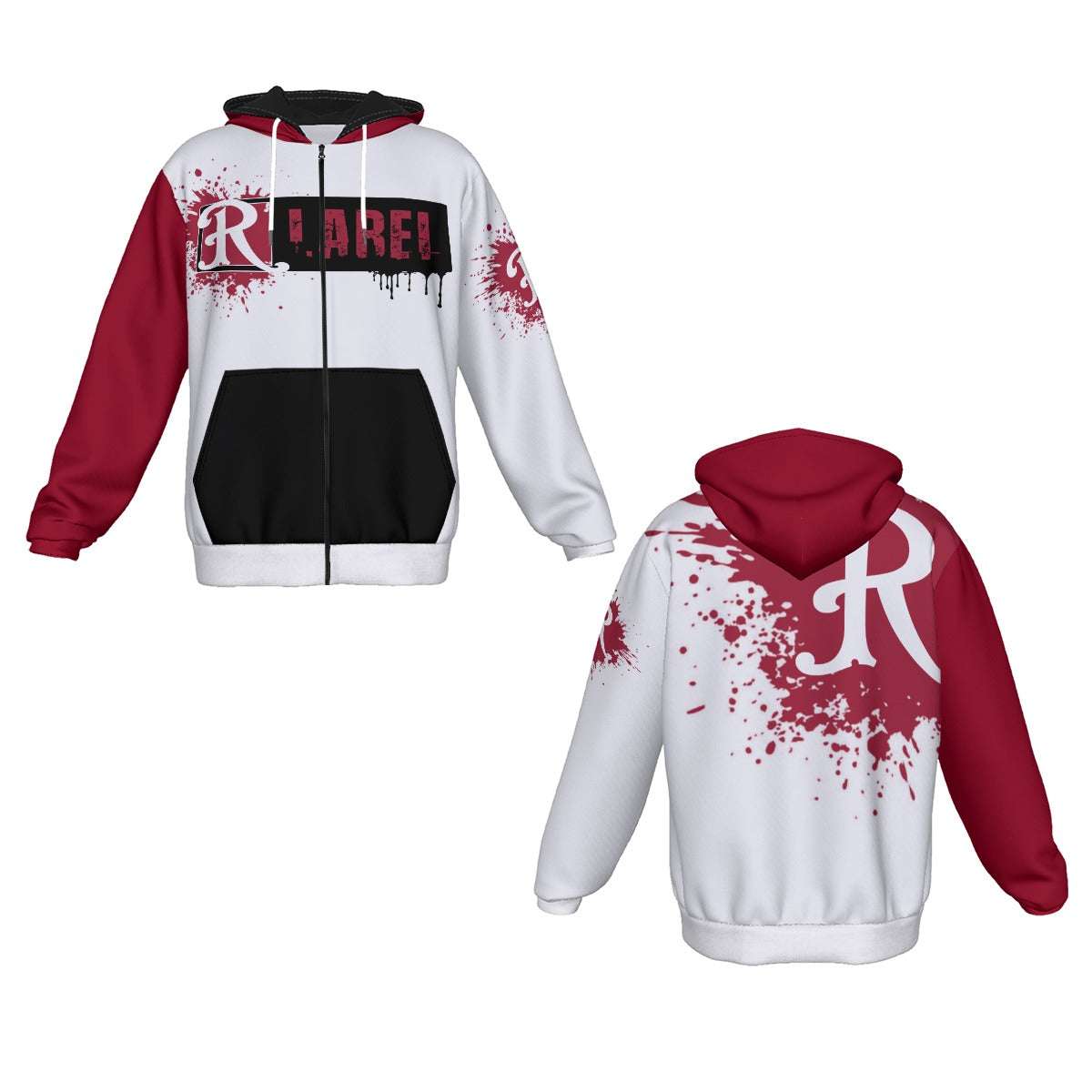 Red City Ink Splatter Heavy Fleece Zip Up Hoodie