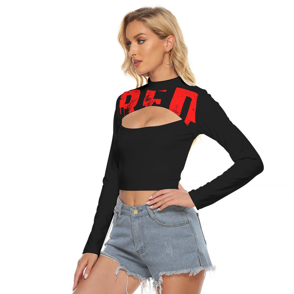 Red City Women's Hollow Chest Keyhole Tight Crop Top