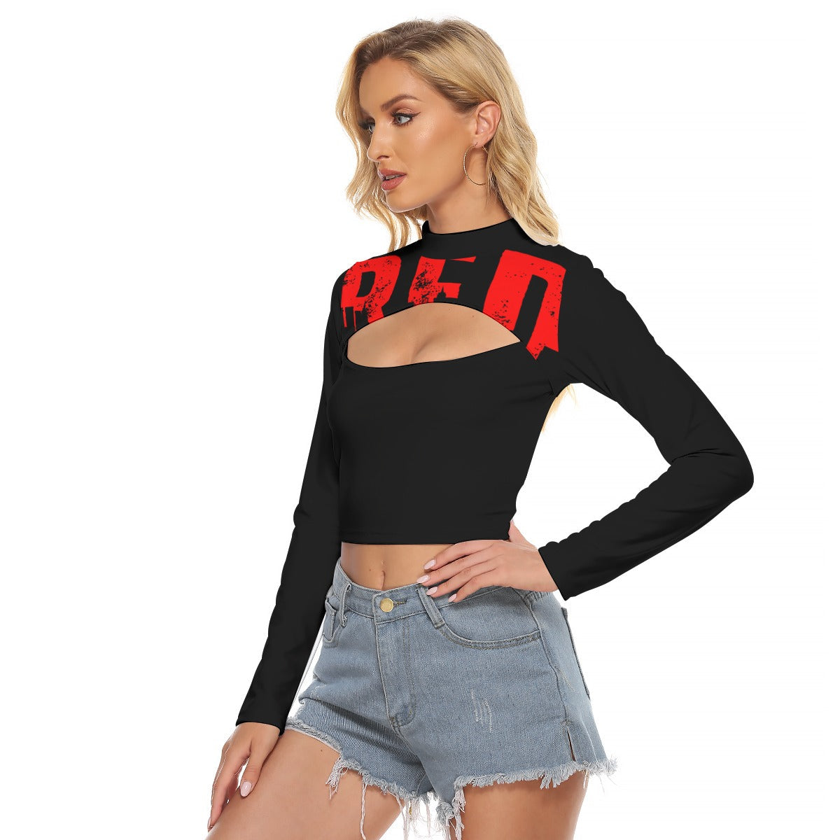 Red City Women's Hollow Chest Keyhole Tight Crop Top