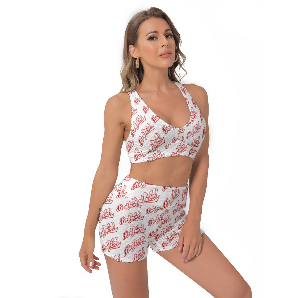 Red Label Print Sports Bra Suit