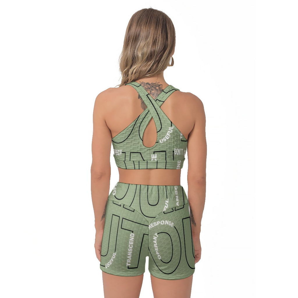 Letter Print Sports Bra Suit