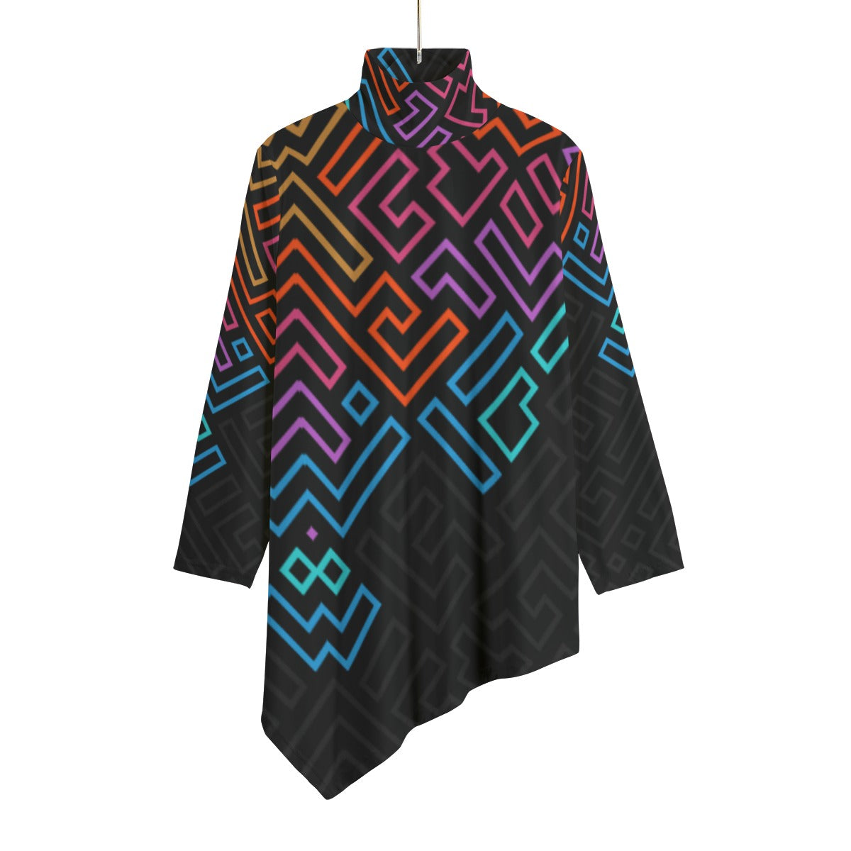 GeoShape Turtleneck T-shirt With Sloping Hem