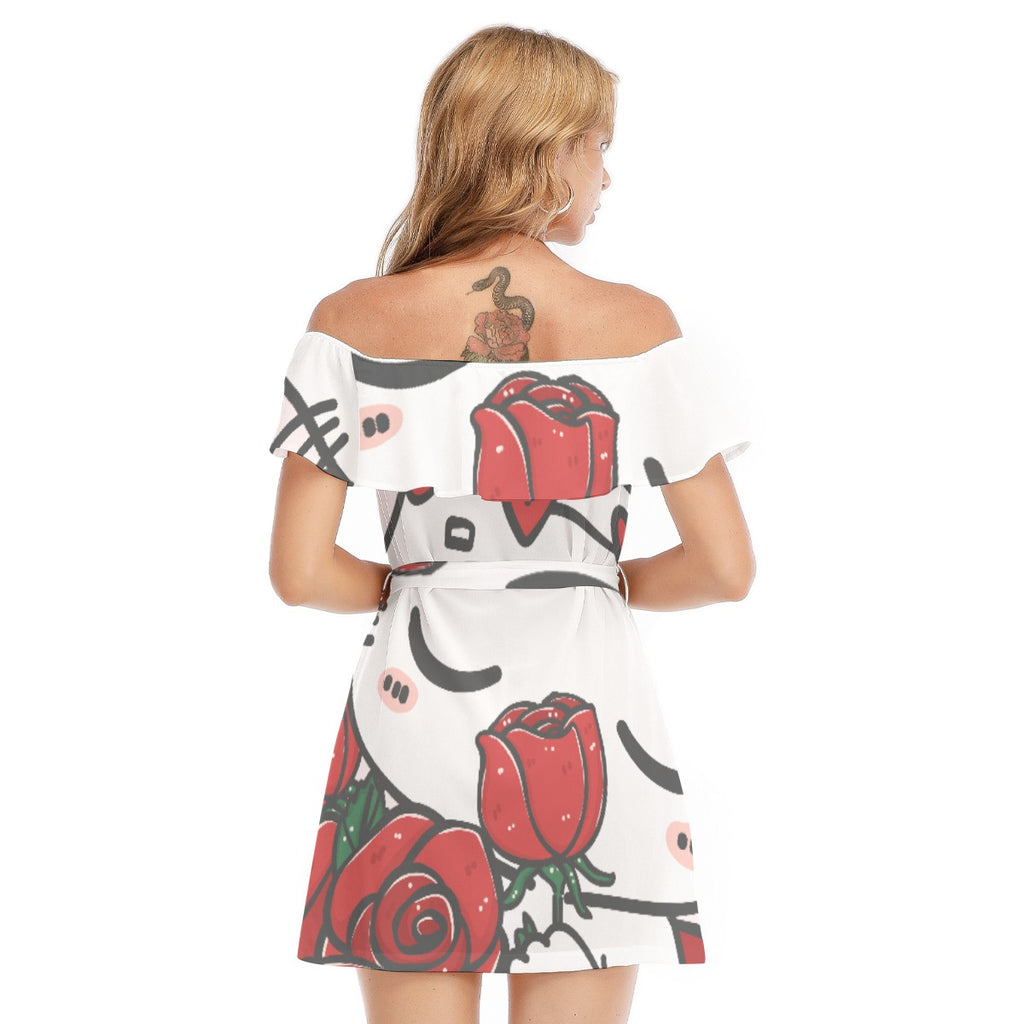 Rosey Posey Off-shoulder Dress With Ruffle