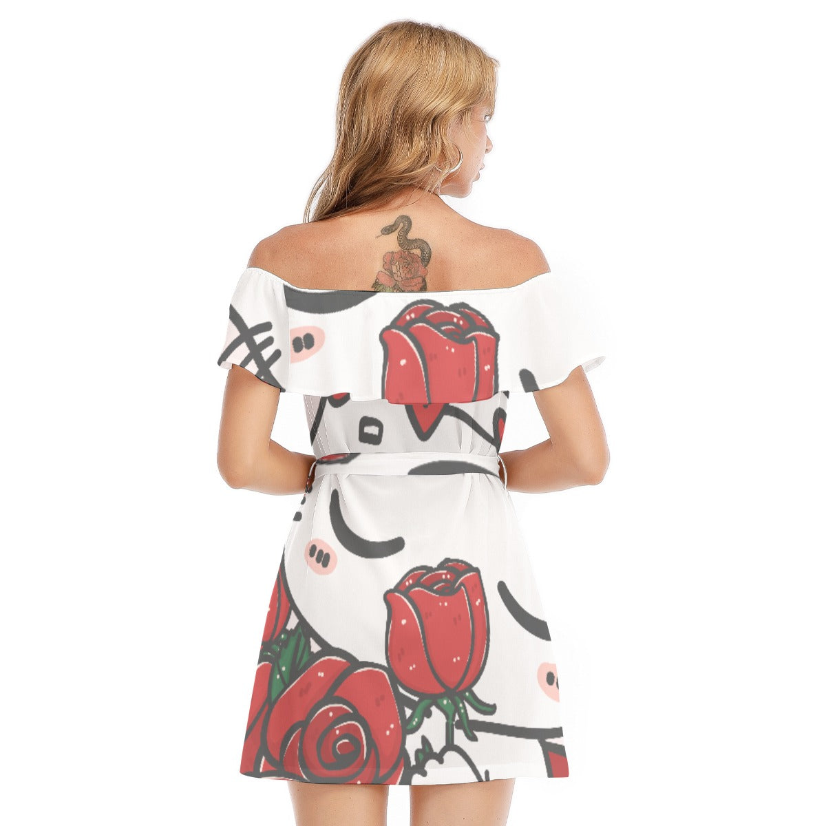 Rosey Posey Off-shoulder Dress With Ruffle