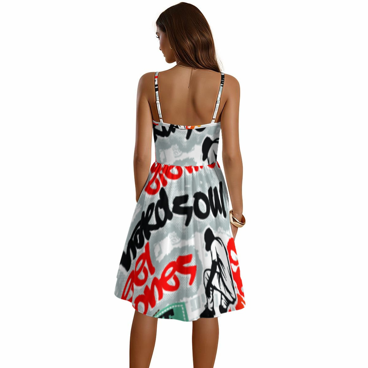 Graffiti Tag Spaghetti Strap Dress