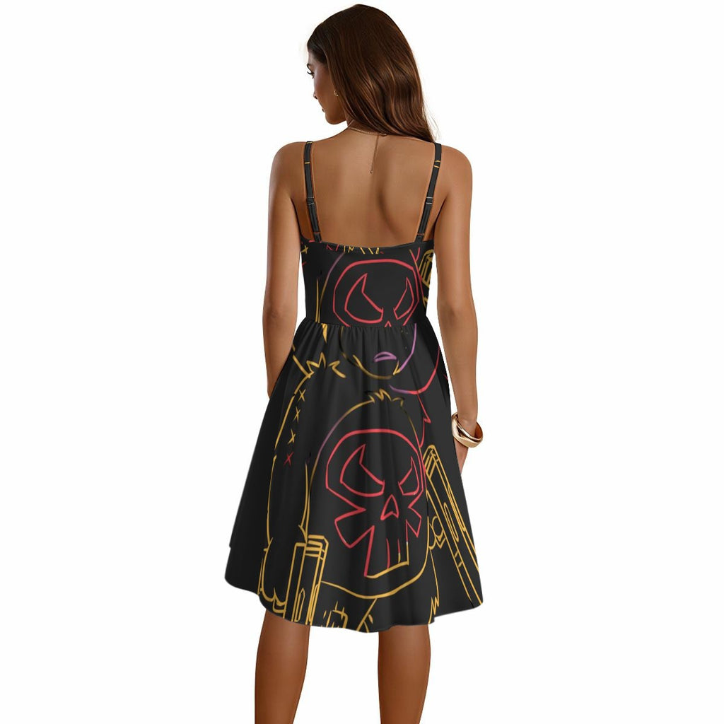 Punisher print Spaghetti Strap Dress