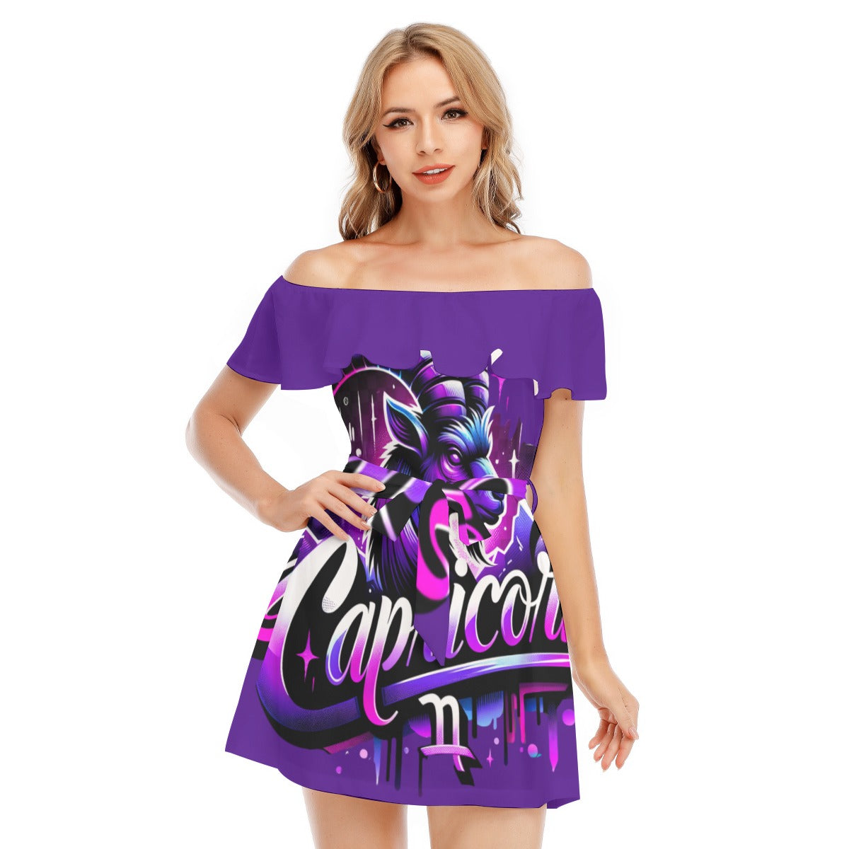 Capricorn Off-shoulder Dress With Ruffle