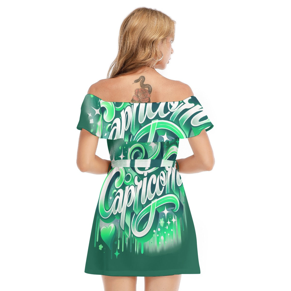 Capricorn Off-shoulder Dress With Ruffle