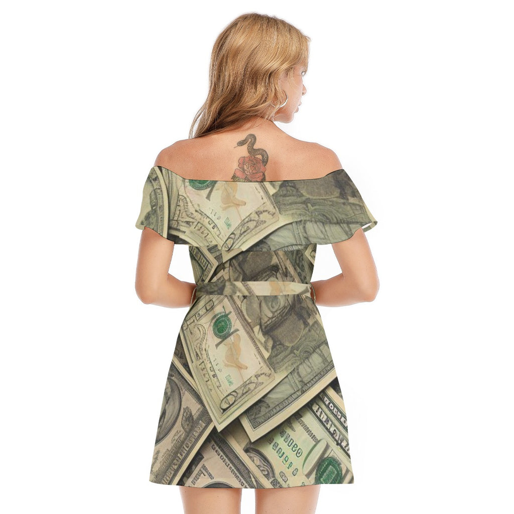 fetti Off-shoulder Dress With Ruffle
