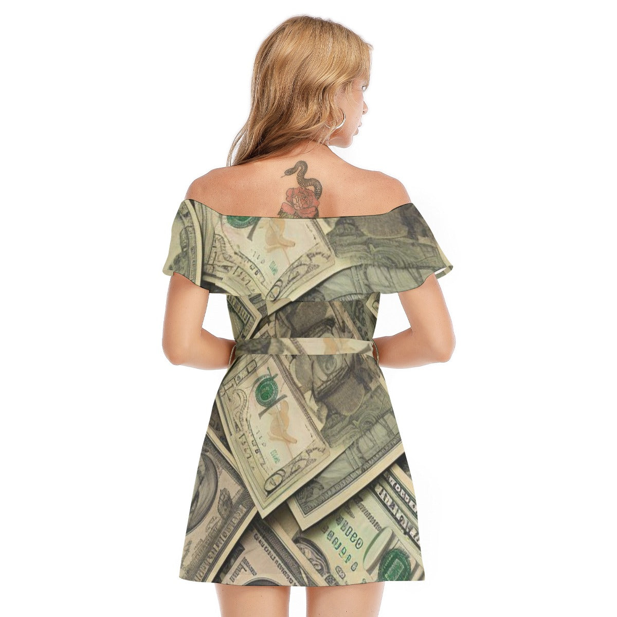 fetti Off-shoulder Dress With Ruffle