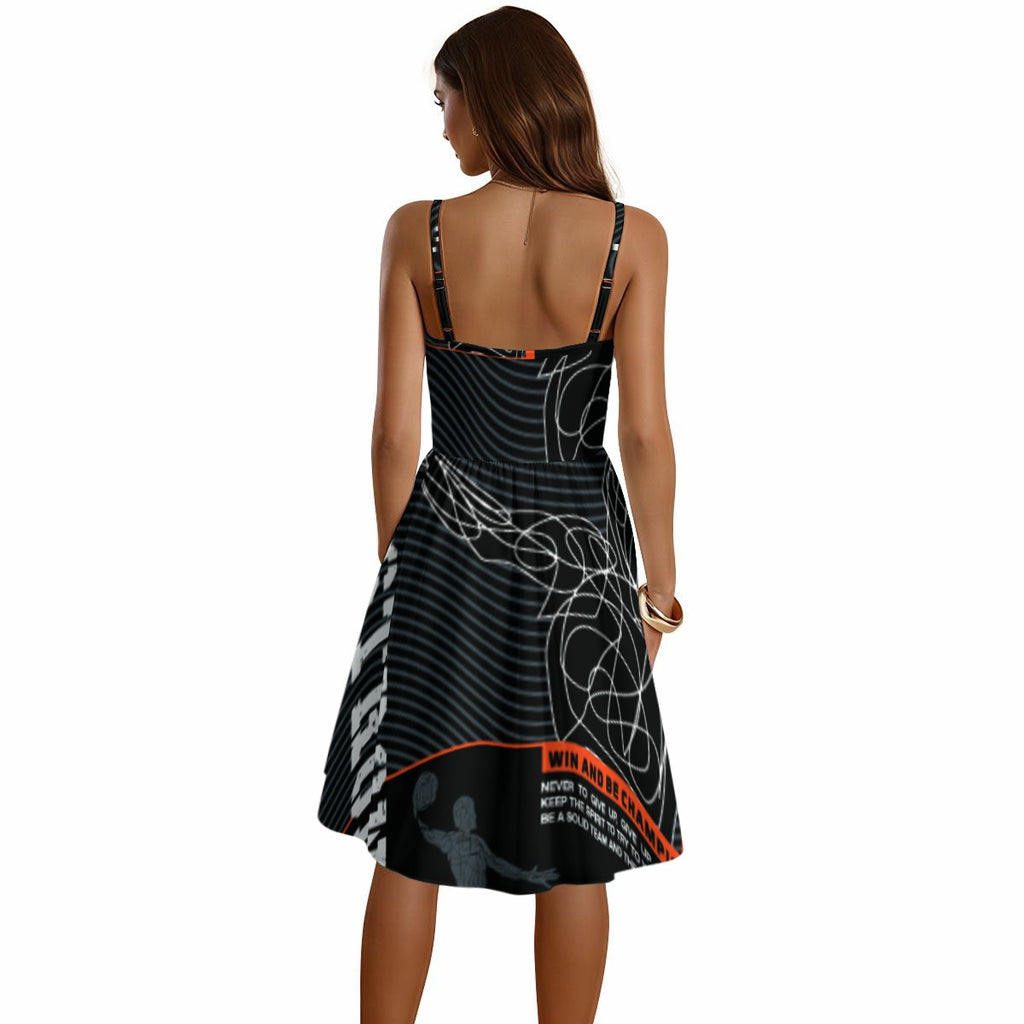 Metro  Design Print Spaghetti Strap Dress