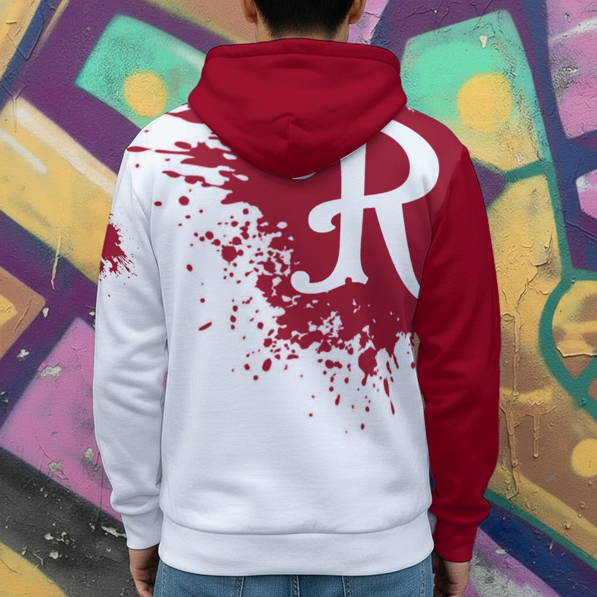 Red City Ink Splatter Heavy Fleece Zip Up Hoodie