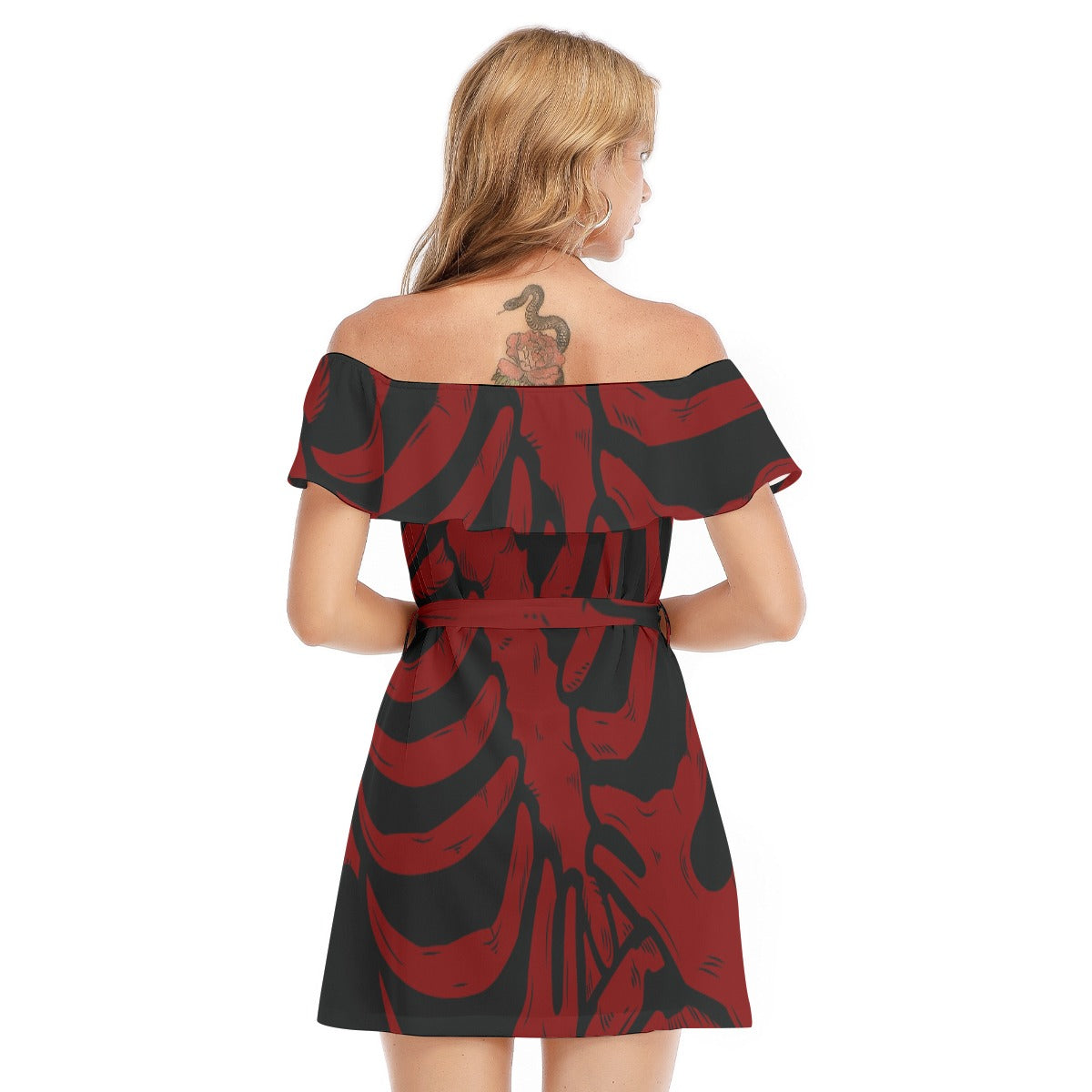 krimson Off-shoulder Dress With Ruffle