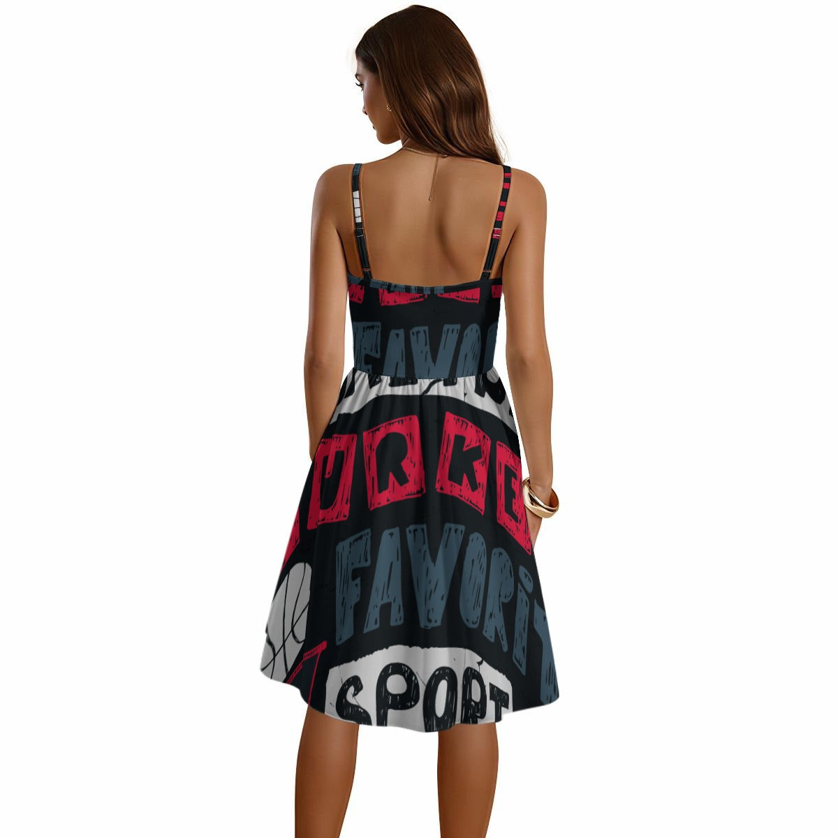 Sports Print Spaghetti Strap Dress