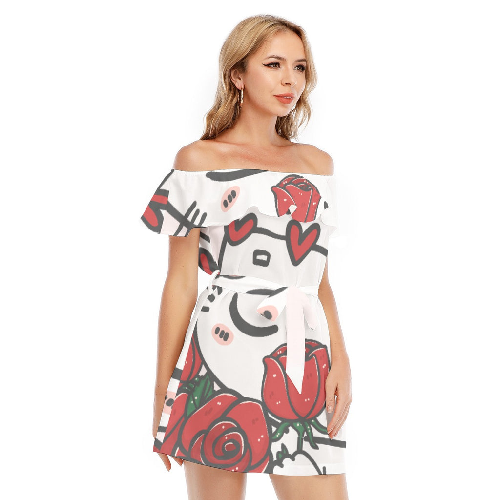 Rosey Posey Off-shoulder Dress With Ruffle