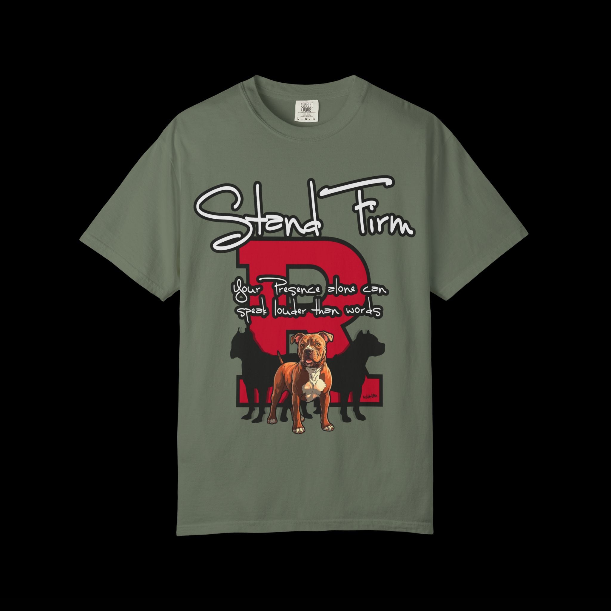 Stand Firm, Red Label Clothing, Unisex Dog Lover T-shirt, Comfortable Graphic Tee, Pet Owner Gift, Casual Daily Wear, Unique Dog Apparel