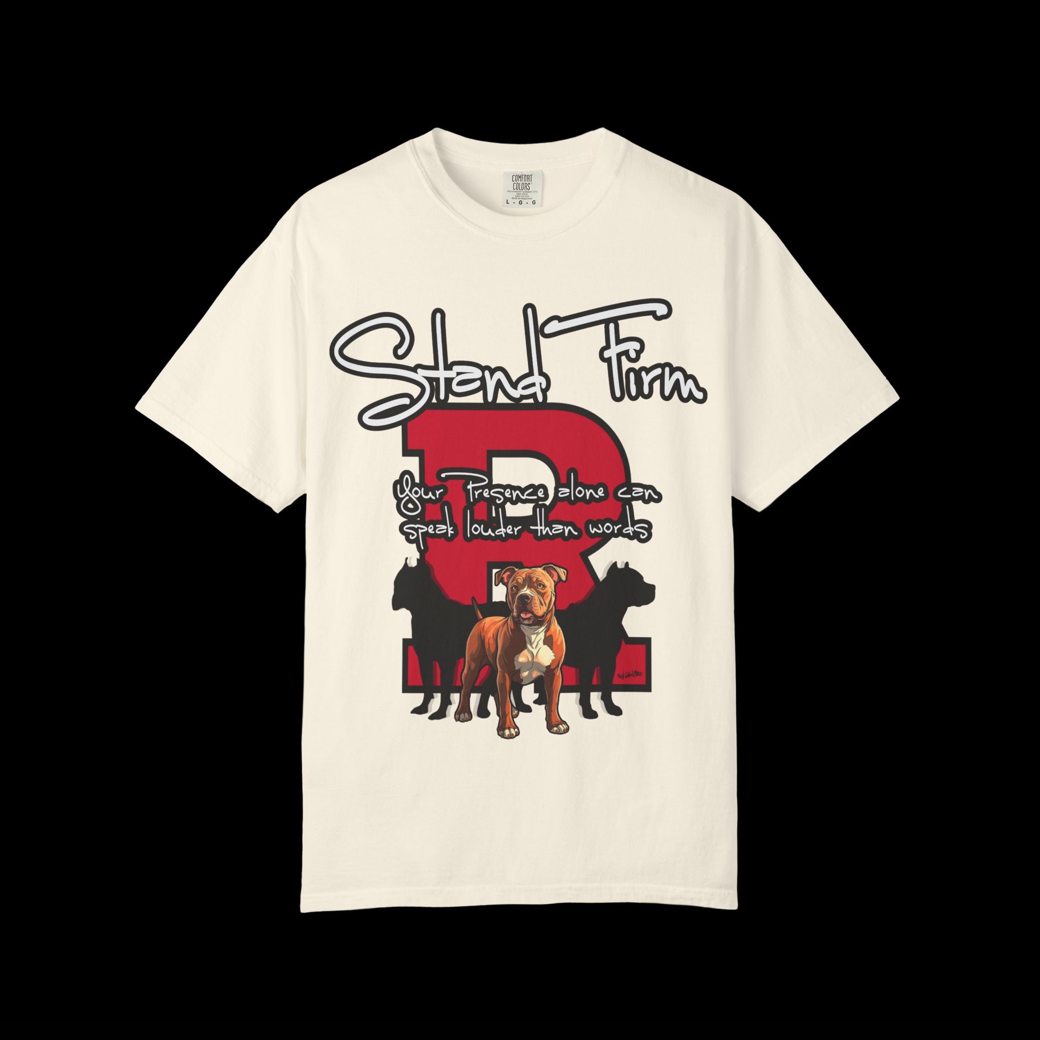 Stand Firm, Red Label Clothing, Unisex Dog Lover T-shirt, Comfortable Graphic Tee, Pet Owner Gift, Casual Daily Wear, Unique Dog Apparel
