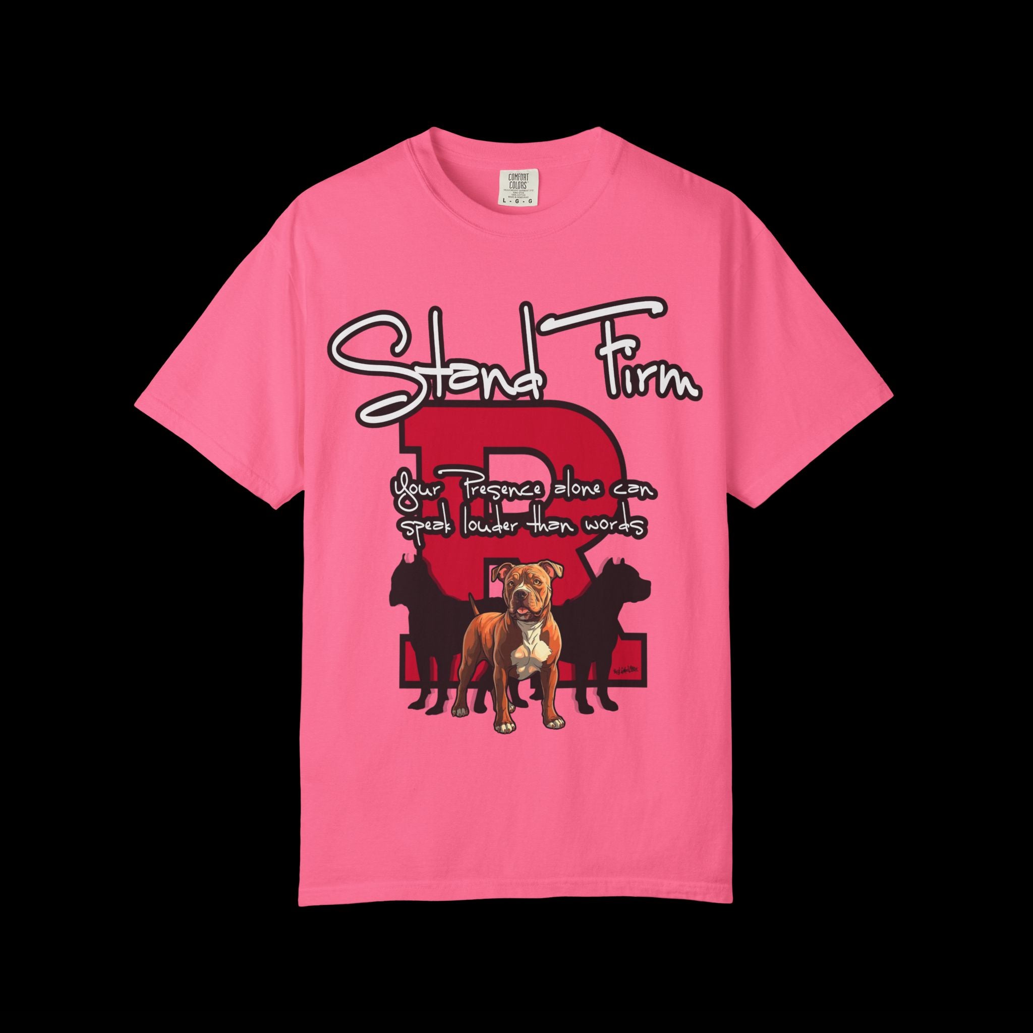 Stand Firm, Red Label Clothing, Unisex Dog Lover T-shirt, Comfortable Graphic Tee, Pet Owner Gift, Casual Daily Wear, Unique Dog Apparel