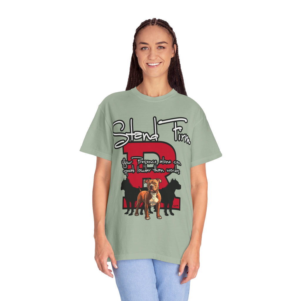 Stand Firm, Red Label Clothing, Unisex Dog Lover T-shirt, Comfortable Graphic Tee, Pet Owner Gift, Casual Daily Wear, Unique Dog Apparel