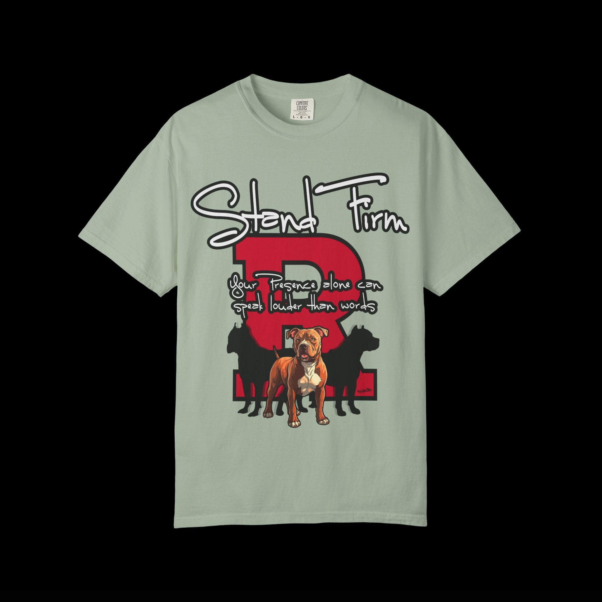 Stand Firm, Red Label Clothing, Unisex Dog Lover T-shirt, Comfortable Graphic Tee, Pet Owner Gift, Casual Daily Wear, Unique Dog Apparel