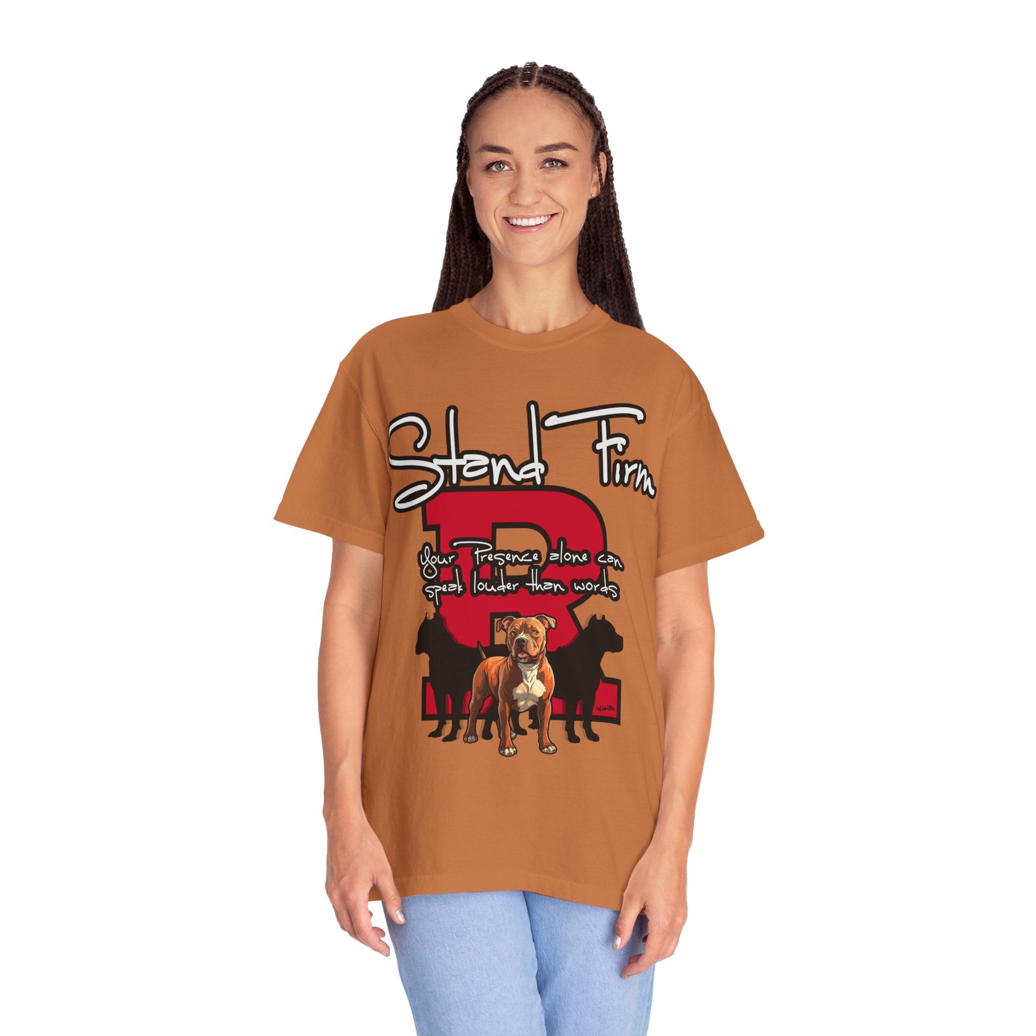 Stand Firm, Red Label Clothing, Unisex Dog Lover T-shirt, Comfortable Graphic Tee, Pet Owner Gift, Casual Daily Wear, Unique Dog Apparel